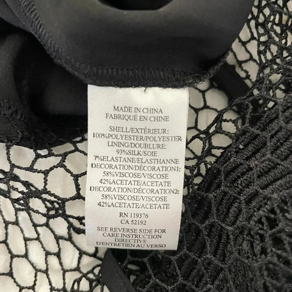 Helmut Lang black satin mesh lace trim midi dress - Picture 8 of 9